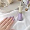 Light purple nail polish bottle with frosted glass texture, 3ml portable cosmetic storage bottle details Picture